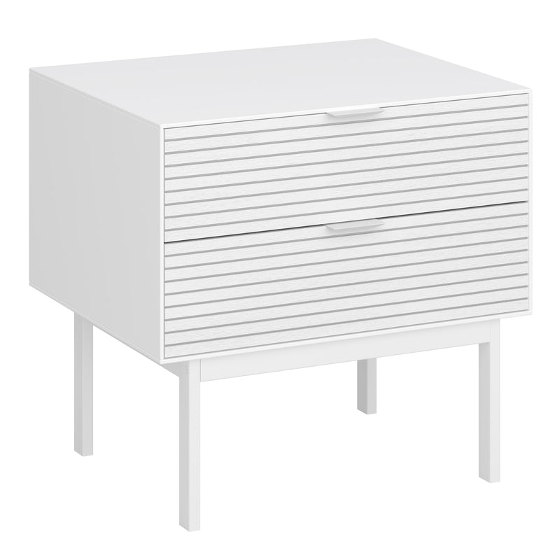 Soma Bedside Table 2 Drawers Granulated pure White Brushed White