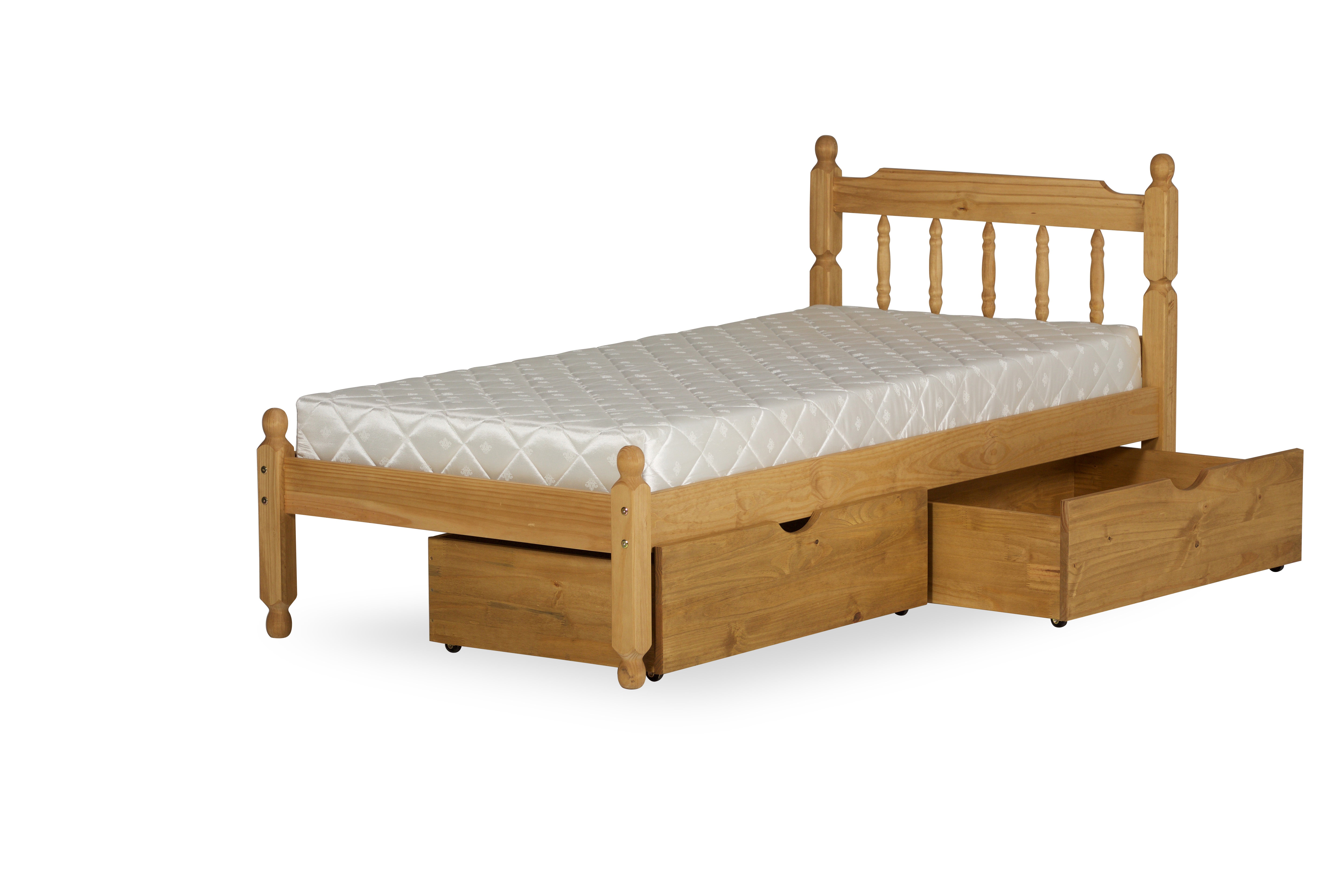 Colonial Spindle Waxed Solid Pine Wooden Bed Frame
