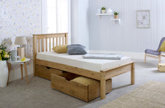 Chester Traditional Design Waxed Solid Pine Wooden Bed