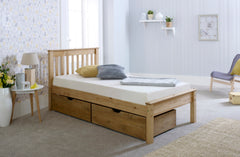 Chester Traditional Design Waxed Solid Pine Wooden Bed