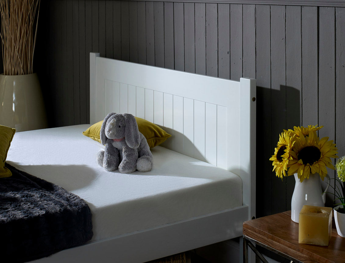 Clifton White Stylish Square Headboard Wooden Bed