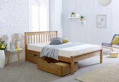 Chester Traditional Design Waxed Solid Pine Wooden Bed