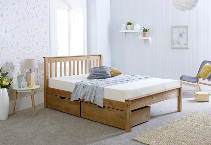 Chester Traditional Design Waxed Solid Pine Wooden Bed