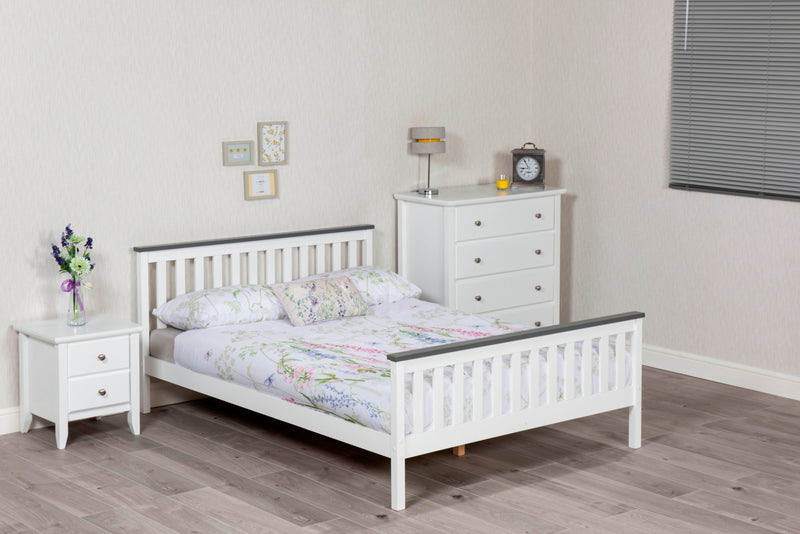 Shanghai White and Grey Solid Wooden Bed Frame