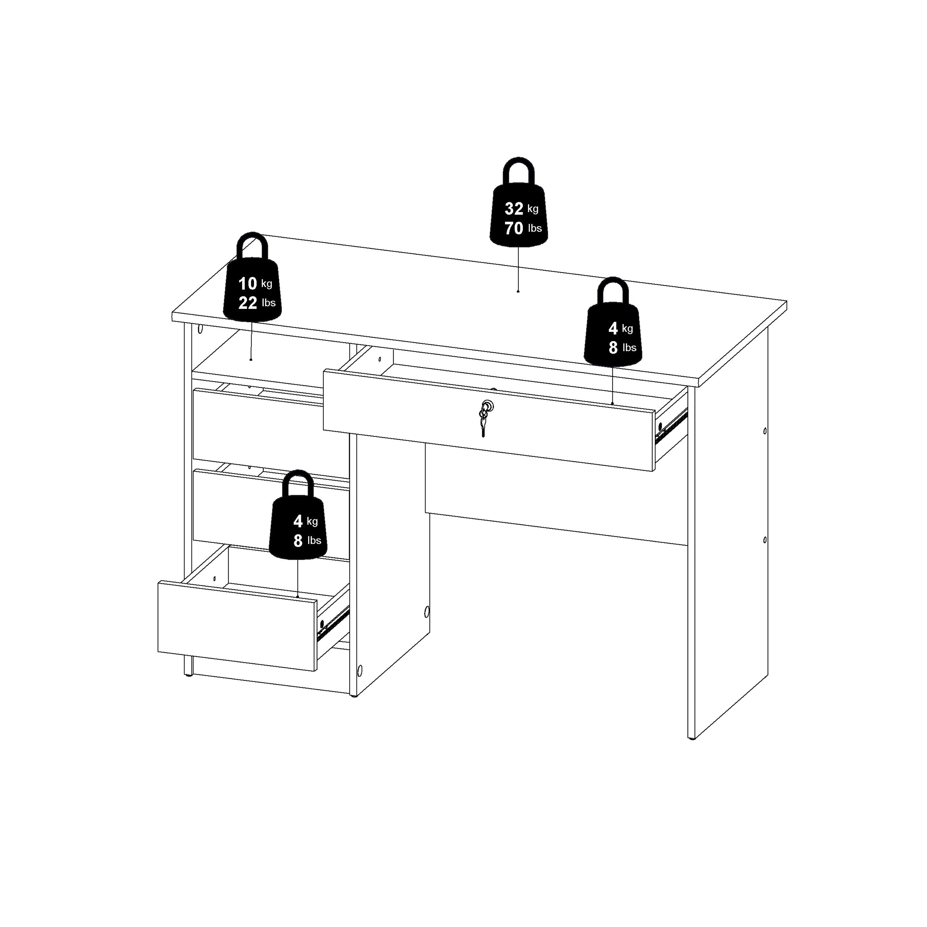 Function Plus Desk (3+1) handle free Drawer in Jackson Hickory Oak