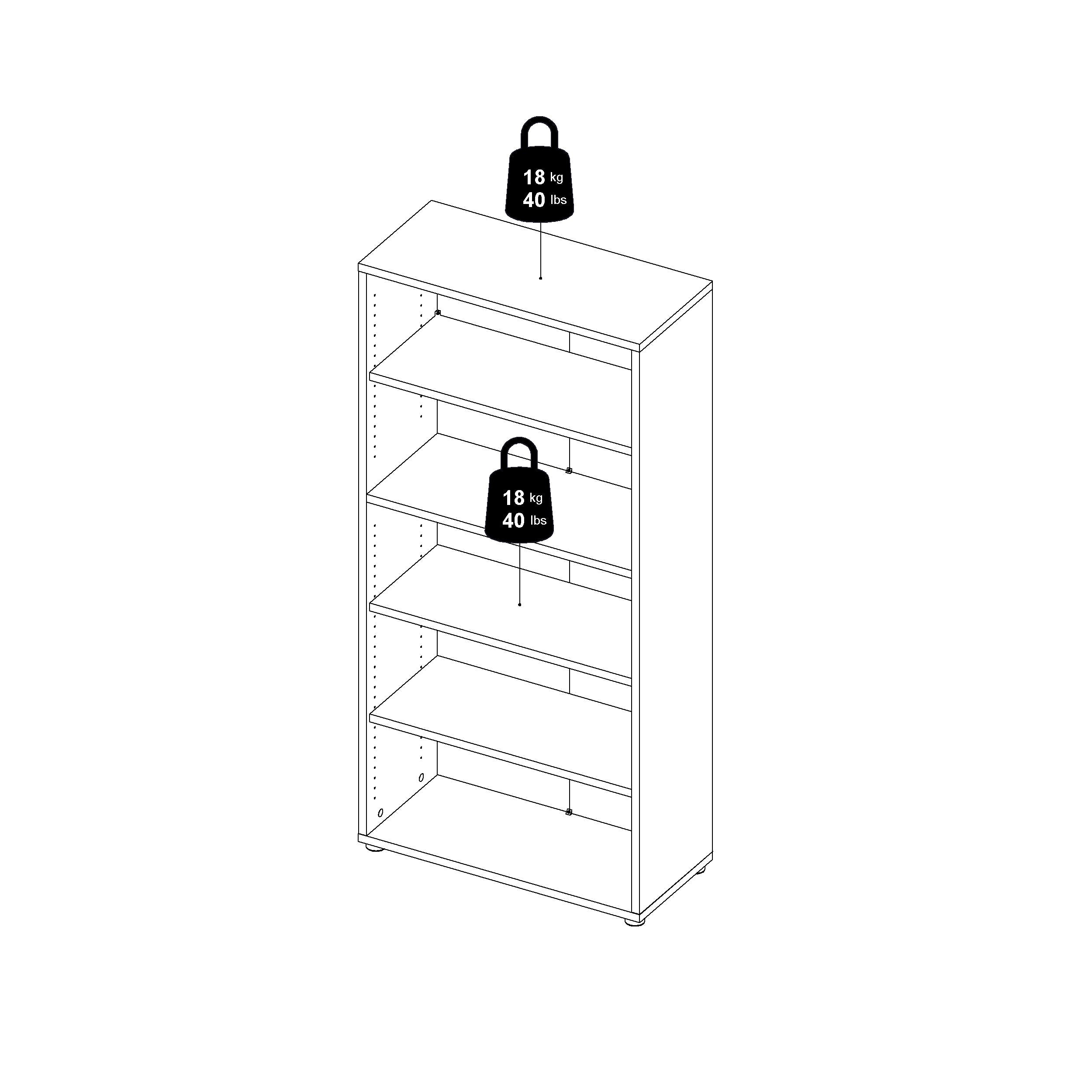 Prima Bookcase 2 Shelves With 2 Drawers And 2 Doors In Oak