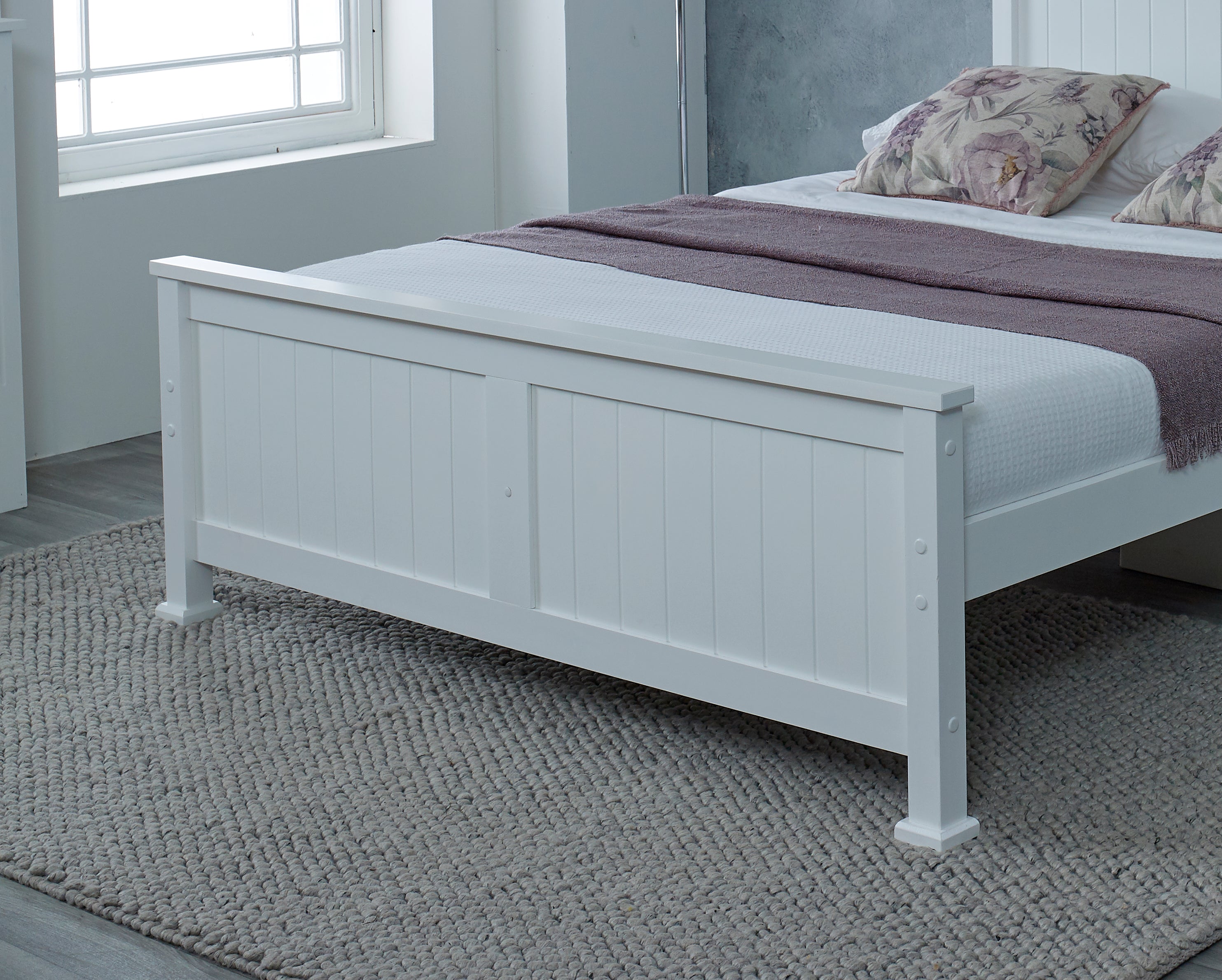Madrid Solid White Wooden Bed Frame