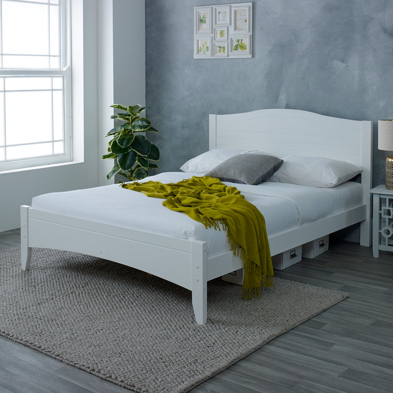 Lauren Solid White Wooden Bed Frame