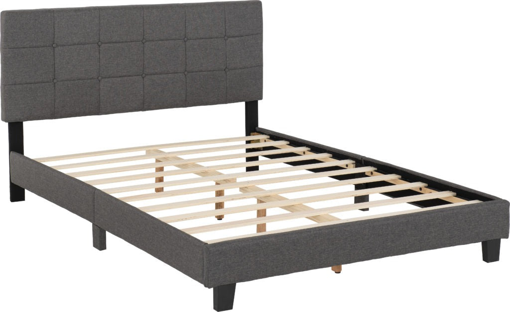 Arran 4'6" Double Bed  Frame Grey Fabric Bedstead