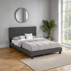 Arran 4'6" Double Bed  Frame Grey Fabric Bedstead