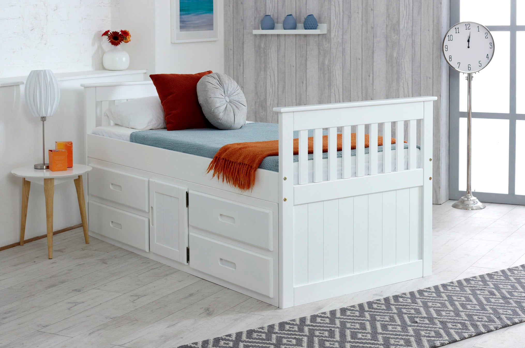 Captains Underbed Storage Solid Wooden Guest Bed Frame Trundle - 3ft Single