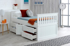 Captains Underbed Storage Solid Wooden Guest Bed Frame Trundle - 3ft Single