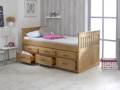 Captains Underbed Storage Pine Wooden Guest Bed Frame - 3ft Single