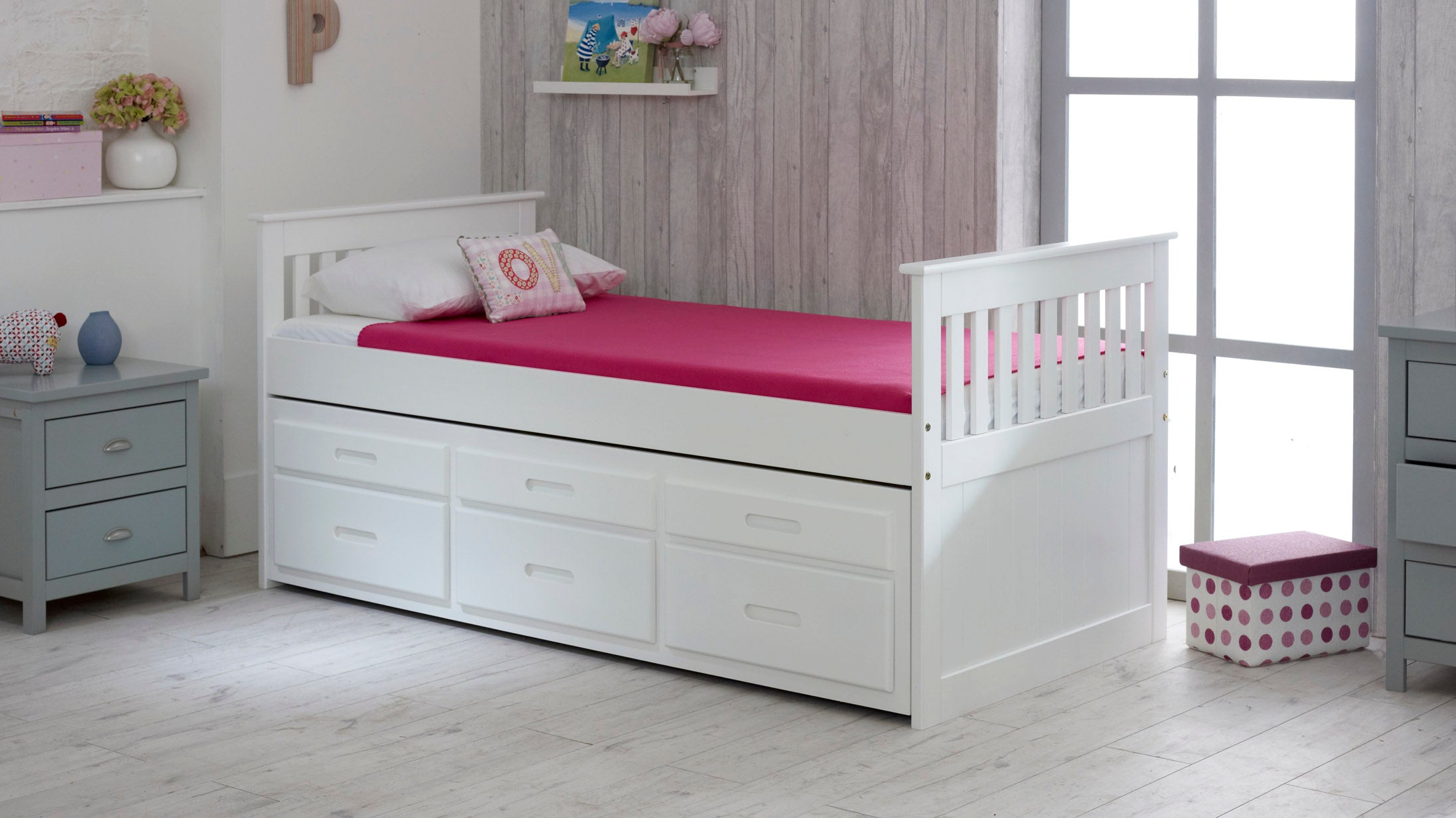 Captains Underbed Storage Pine Wooden Guest Bed Frame - 3ft Single