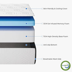 10cm / 15cm Gel Memory Foam Foldable Mattress Tri-fold - Medium Firm