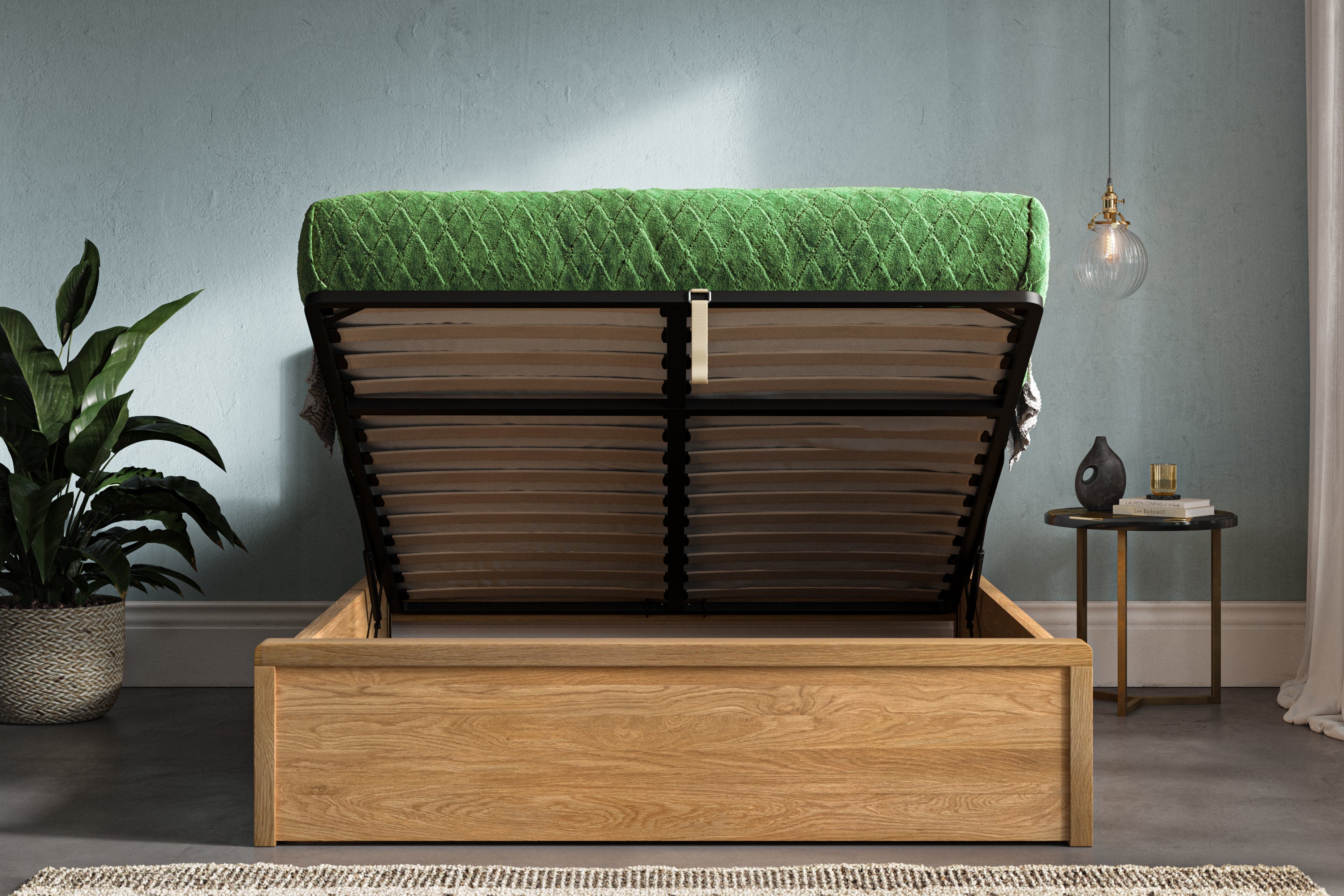 Woodlife Contemporary Solid Oak Wood Ottoman Bed Frame