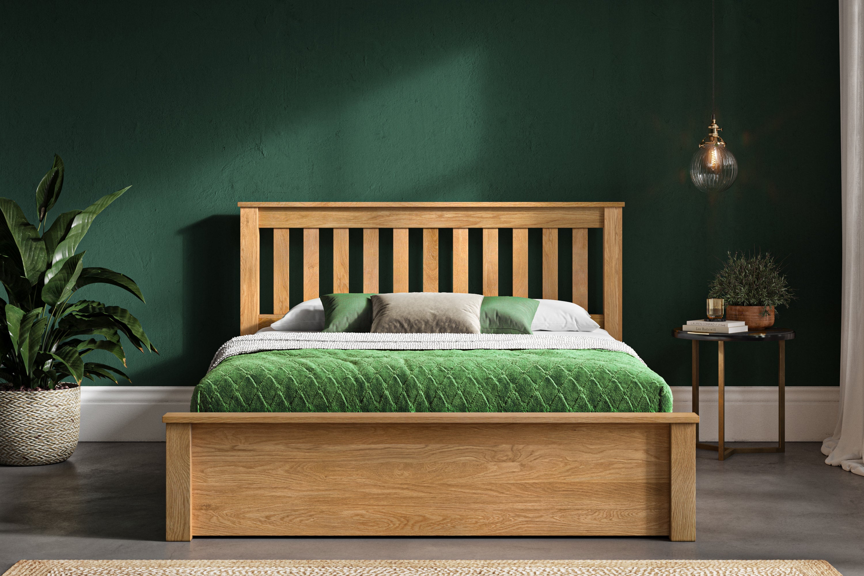 Woodbridge Contemporary Solid Oak Wood Ottoman Bed Frame