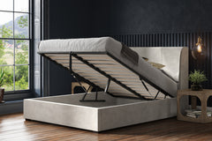 Rutland Fabric Ottoman Storage Bed Frame End Lift Grey Velvet