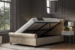 Brogan Fabric Ottoman Storage Bed Frame Side Lift Stone Chenille