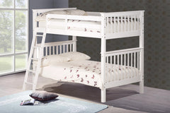 Oxford White Solid Wooden Bunk Bed Frame - 3ft Single Size