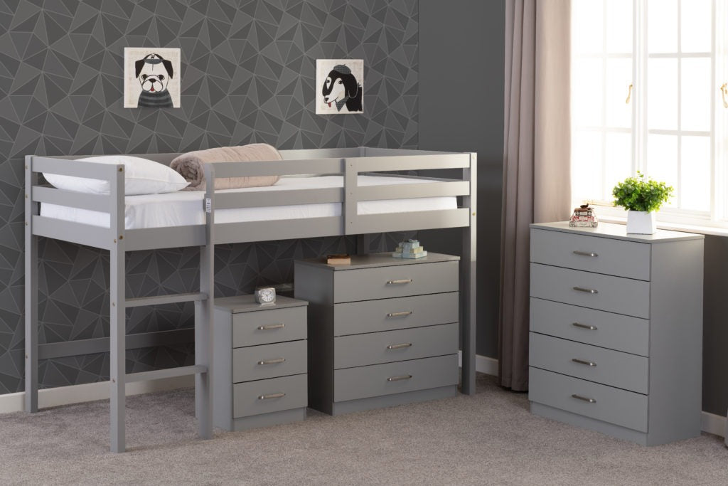 Kids Mid Sleeper Bed Grey