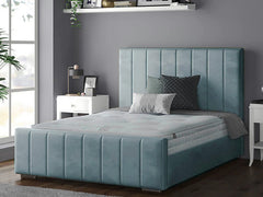 Perth Slatted Bed Frame With Ottoman Lift Storage Option - Plush Velvet Sky