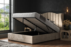 Shergill Fabric Ottoman Storage Bed Frame End-Lift Chenille & Linen