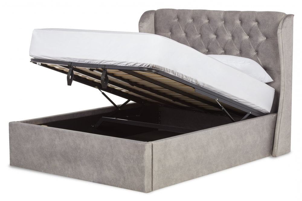Belgravia Wing Bed Frame With Ottoman Gas Lift Storage Option Low End