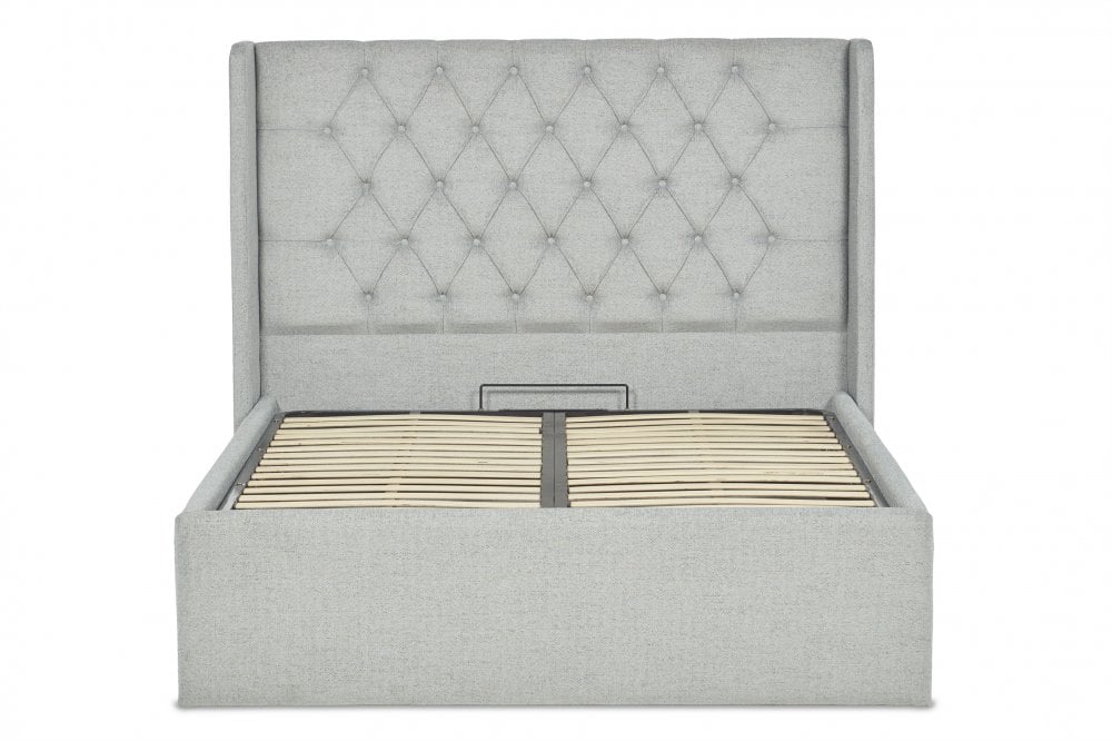 Diamond Wing Bed Frame With Ottoman Gas Lift Storage Option Low End