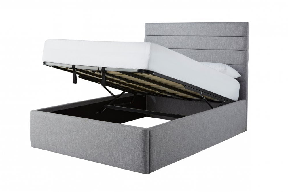 Lotus Bed Frame With Gas Lift Storage Ottoman Option - Stylish Upholstered