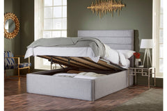 Lotus Bed Frame With Gas Lift Storage Ottoman Option - Stylish Upholstered