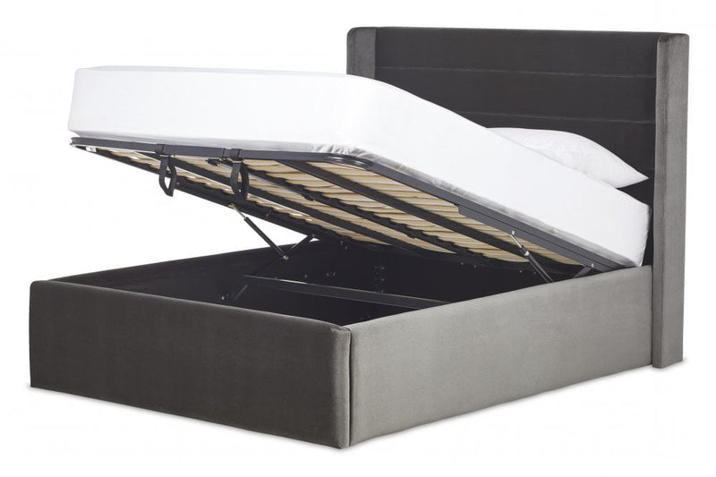 Iconic Wing Bed Frame With Ottoman Gas Lift Storage Option Low End