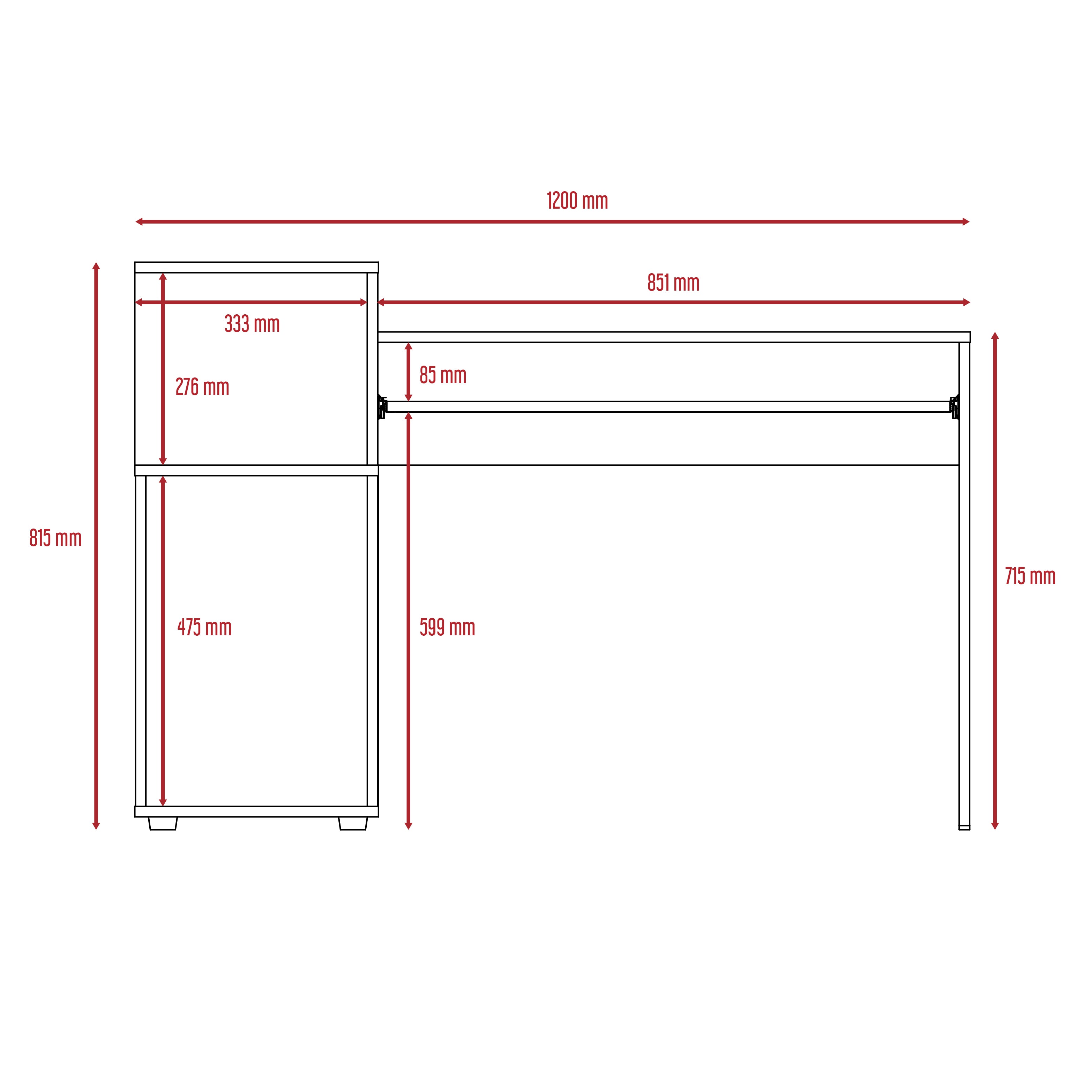 Desk With Low Shelving Unit (Left Side)