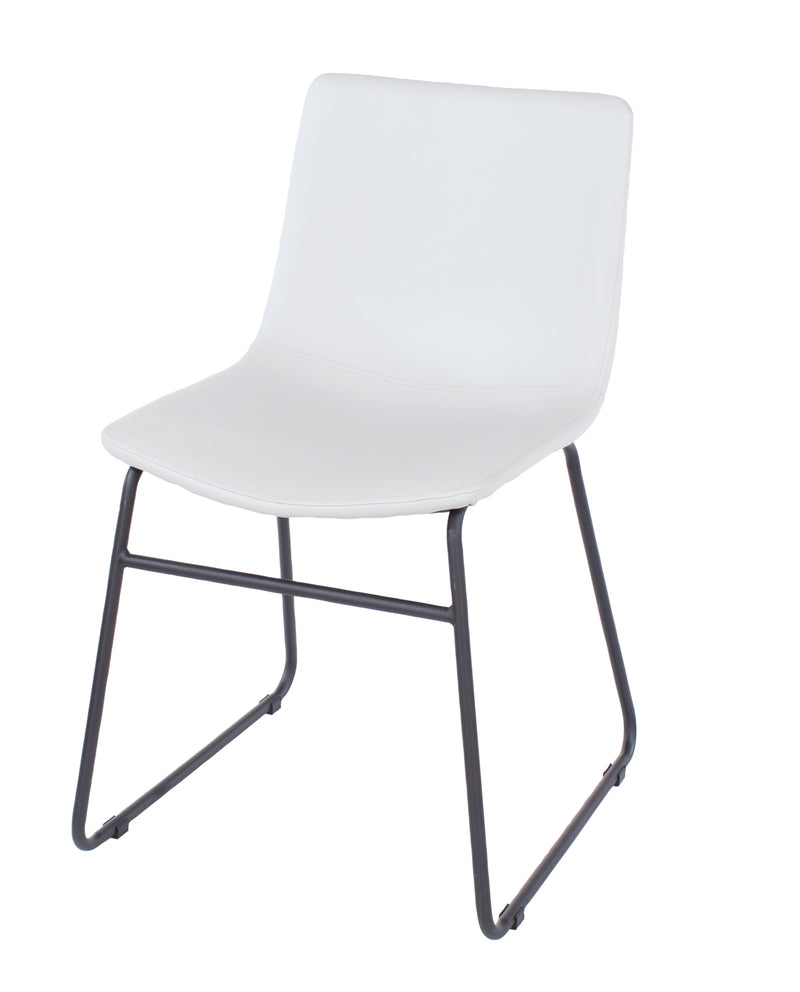 Grey Pu Upholstered Dining Chairs With Black Metal Legs (Pair)
