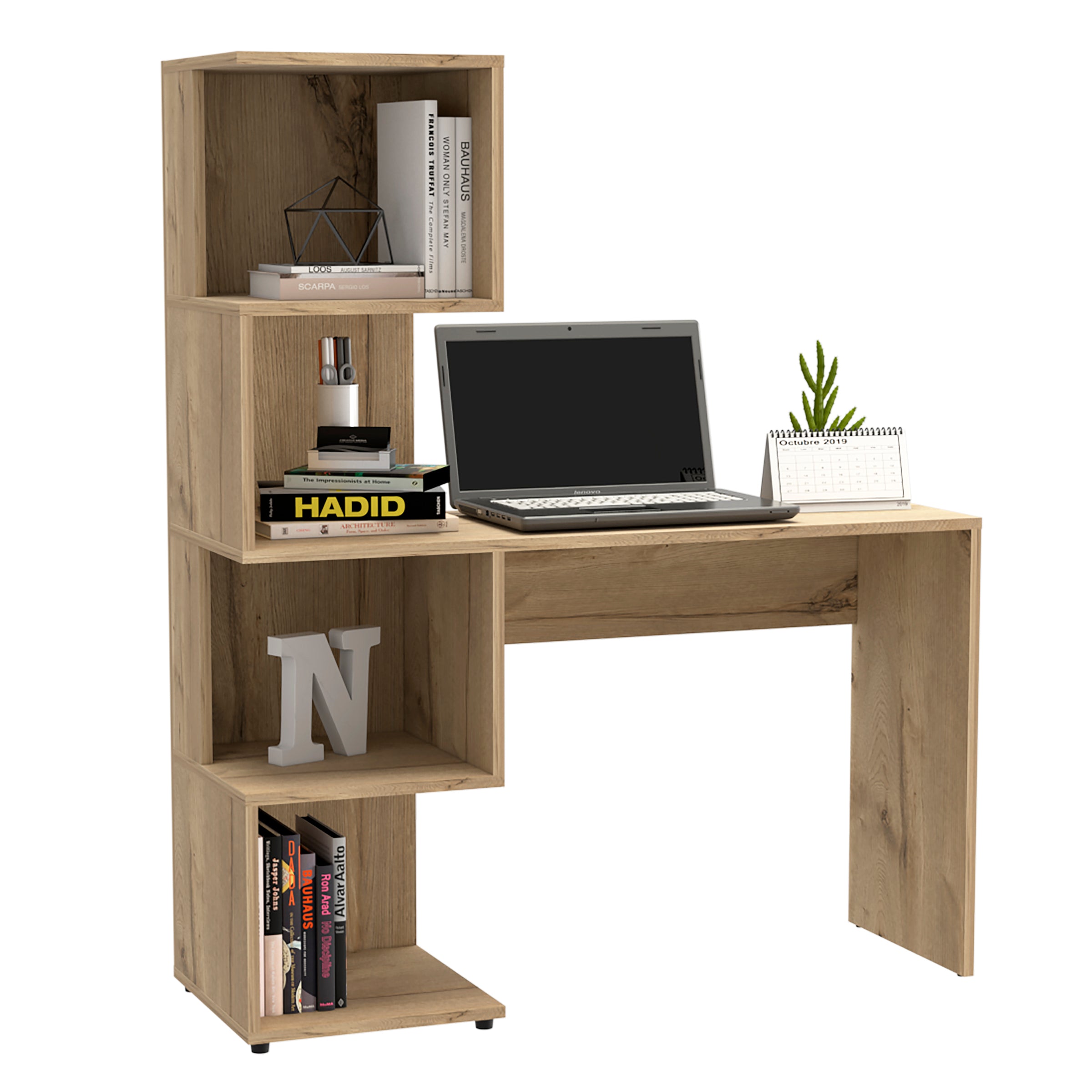 Desk With Tall Shelving Unit (Right Side)