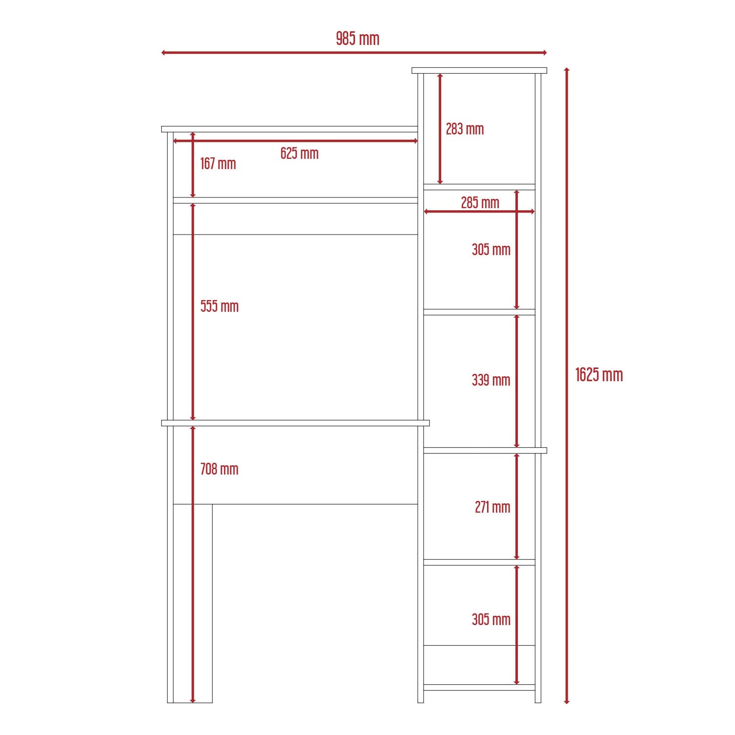 Tall Workstation With Keyboard Shelf and Storage Unit