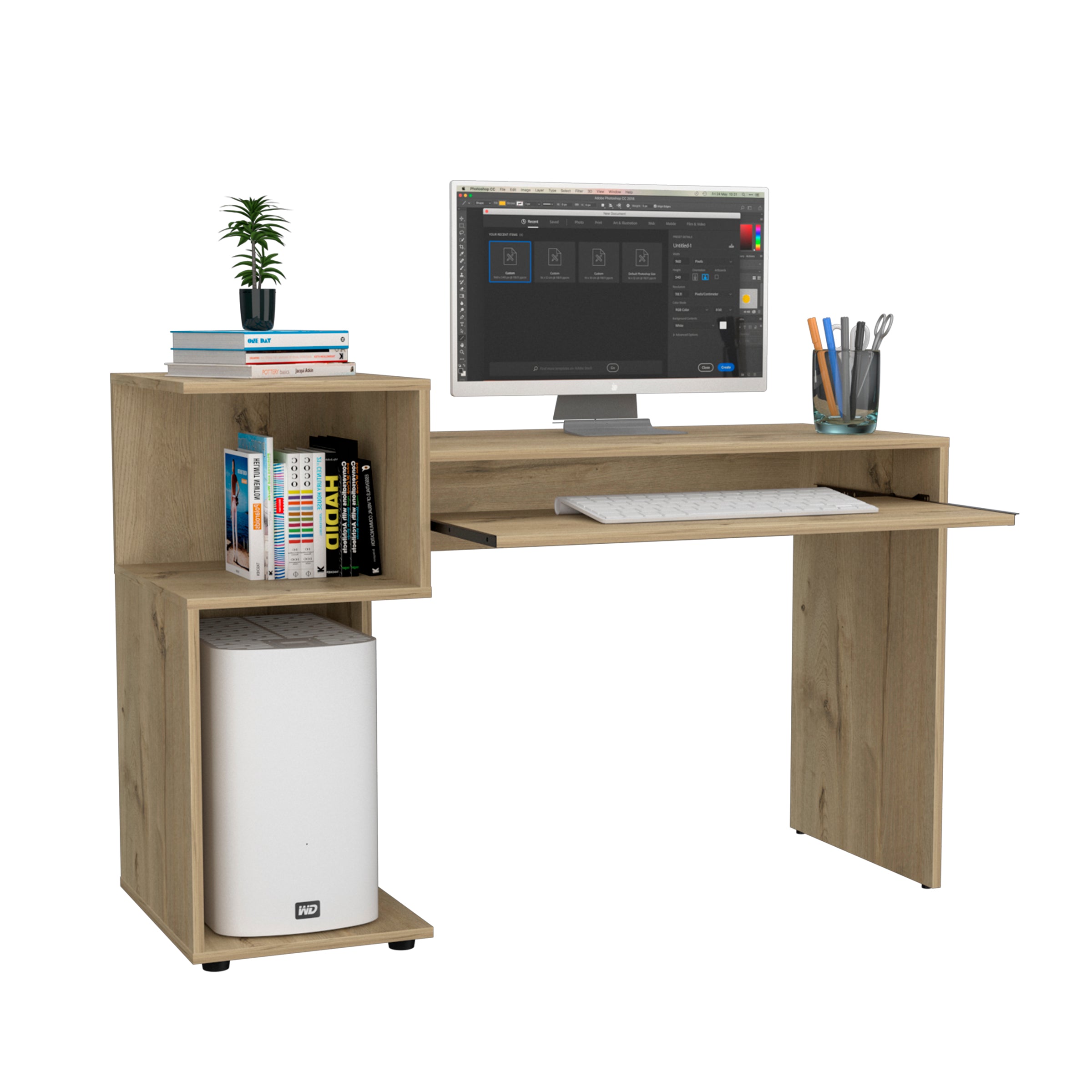 Desk With Low Shelving Unit (Left Side)