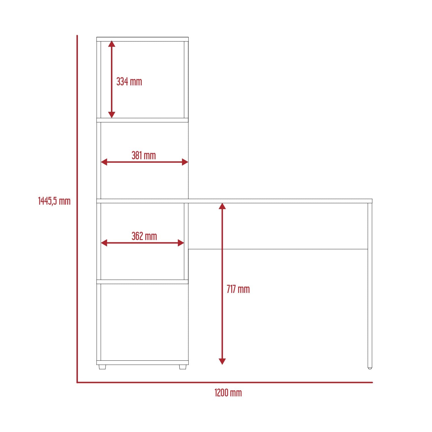 Desk With Tall Shelving Unit (Right Side)