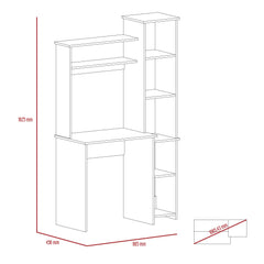 Tall Workstation With Keyboard Shelf and Storage Unit