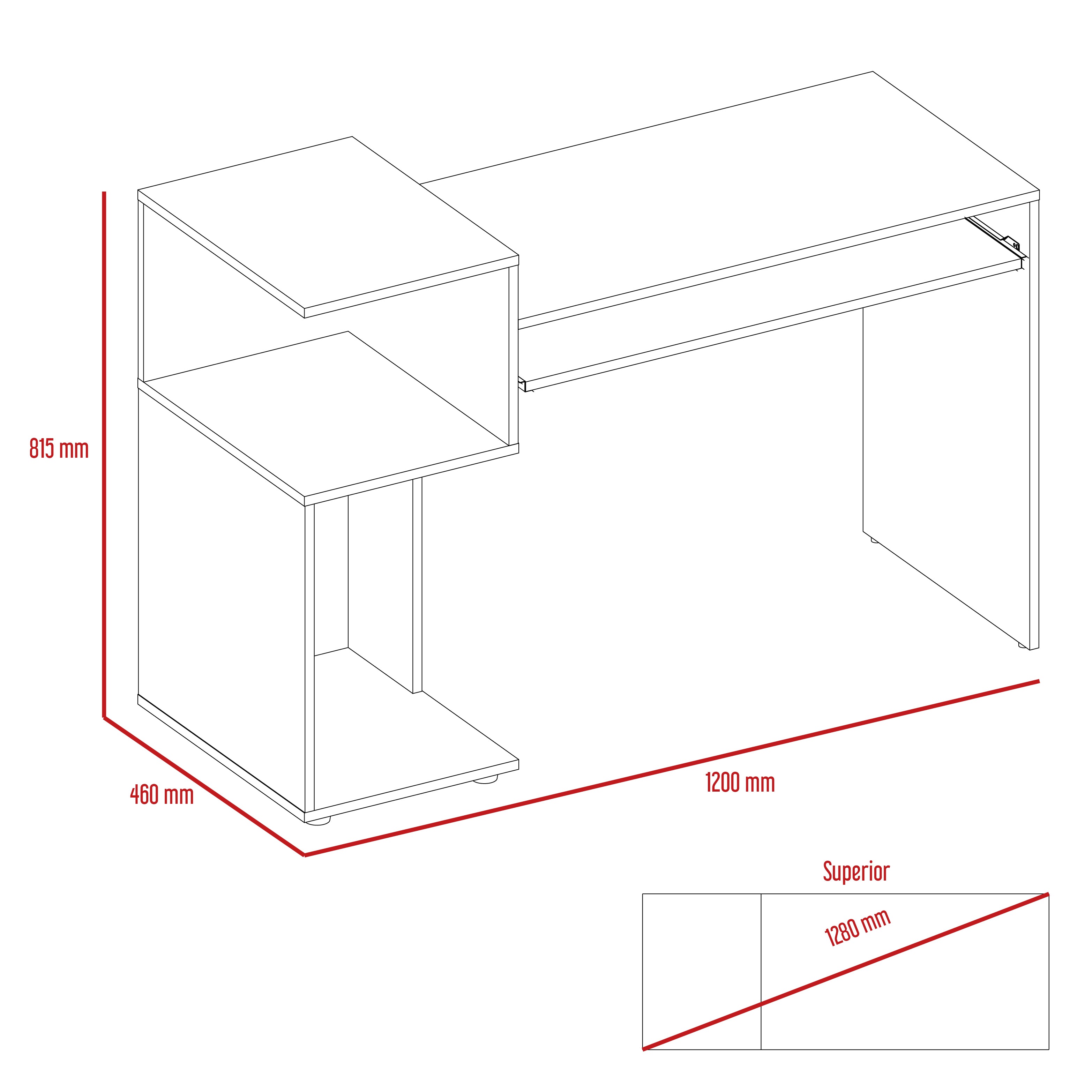 Desk With Low Shelving Unit (Left Side)