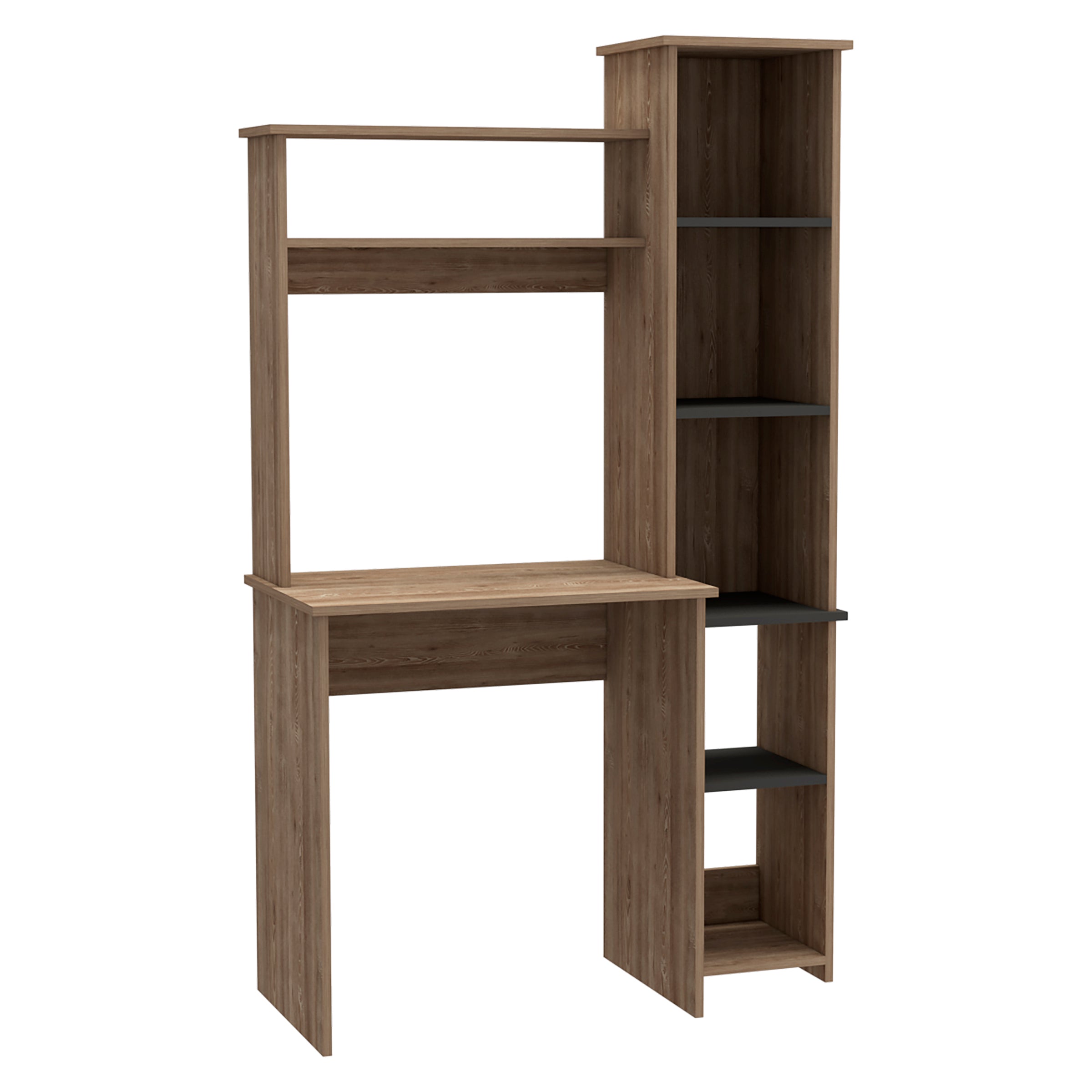 Tall Workstation With Keyboard Shelf and Storage Unit