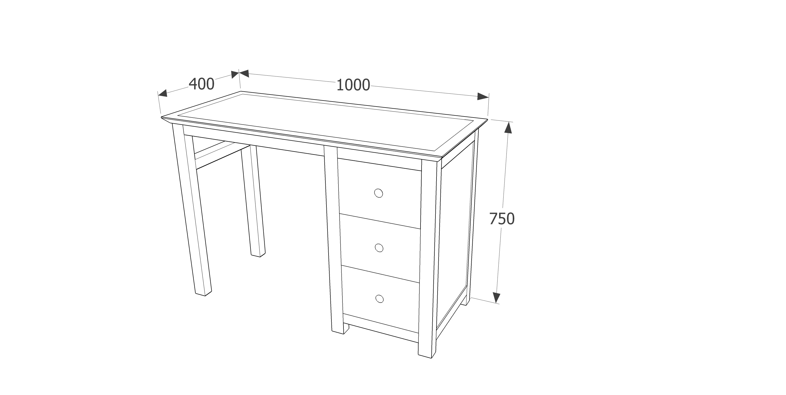 Single Pedestal Dressing Table