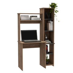 Tall Workstation With Keyboard Shelf and Storage Unit