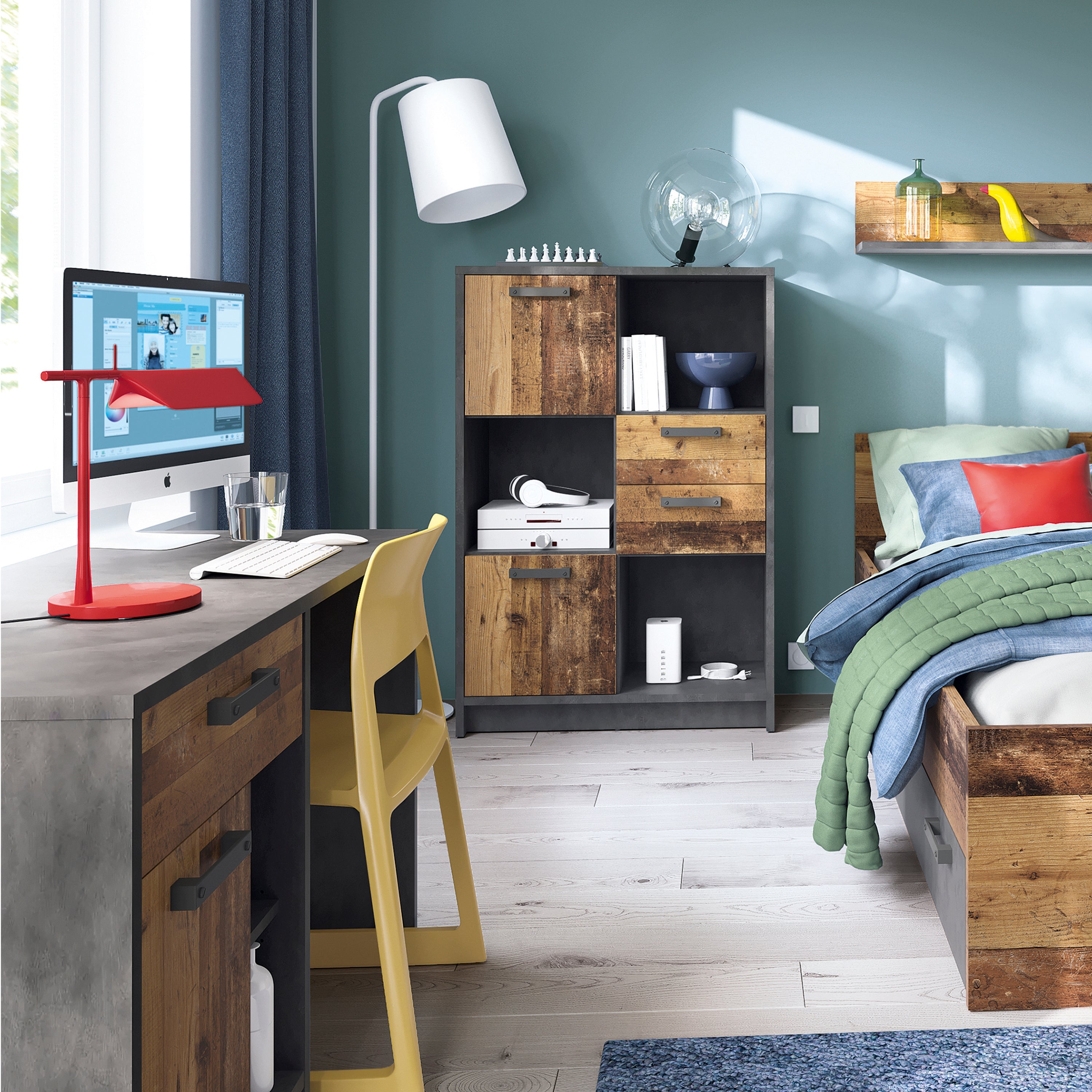 Brooklyn Single wooden Bed in Walnut