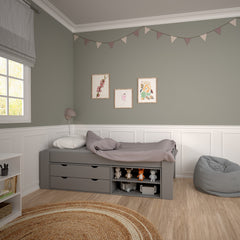 Steens for Kids Single Bed, Includes - Under Bed Drawer Section 2 Drawers in Folkestone Grey