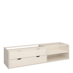 Steens for Kids Single Bed, Includes + Under Bed Drawer Section 2 Drawers in Whitewash Grey Brown Lacquered