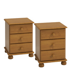 Richmond 3 Drawer Bedside in Pine (Package of 2.)