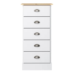 Nola 5 Drawer Chest White & Pine