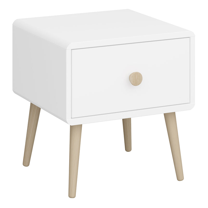 Gaia Bedside Table 1 Drawer in Pure White