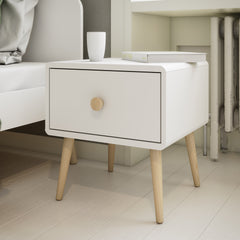 Gaia Bedside Table 1 Drawer in Pure White